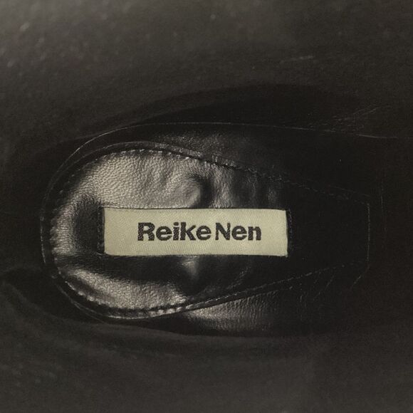 REIKE NEN Size 37.5 Velvet Ring Slim Boots Black Pointed Mid Heel Short Ankle - Picture 9 of 13